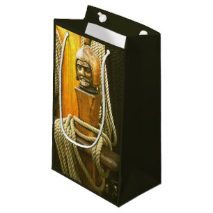 Cadeaubag - Houten kaapstander en touw Klein Cadeauzakje