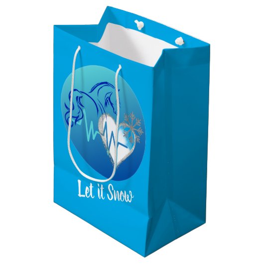 Cadeaubag Let it Snow! Medium Cadeauzakje (Voorkant Gekanteld)