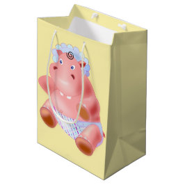 Cadeaubag met baby nijlpaard medium cadeauzakje