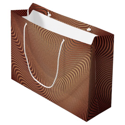 Cadeaubag met bruin kunstontwerp groot cadeauzakje (Voorkant Gekanteld)
