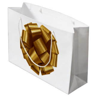 Cadeaubag met gouden strik groot cadeauzakje