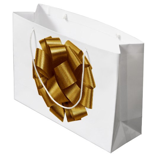 Cadeaubag met gouden strik groot cadeauzakje (Achterkant Gekanteld)