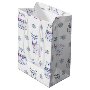 Cadeaubag met ijsberen en rendieren medium cadeauzakje