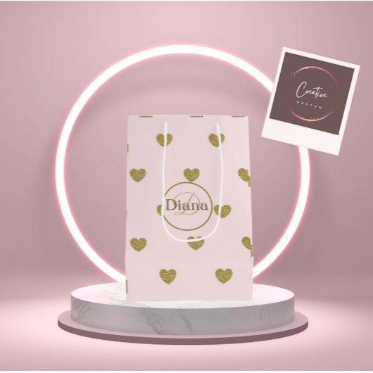 Cadeaubag met monogram en naam medium cadeauzakje