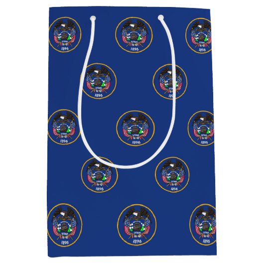 Cadeaubag met oude vlag van Utah State, VS Medium Cadeauzakje (Voorkant)