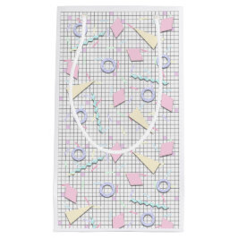 Cadeaubag met pastel geo print uit de jaren 80 klein cadeauzakje