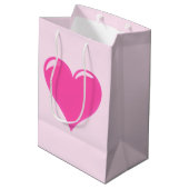 Cadeaubag met roze hart medium cadeauzakje (Achterkant Gekanteld)