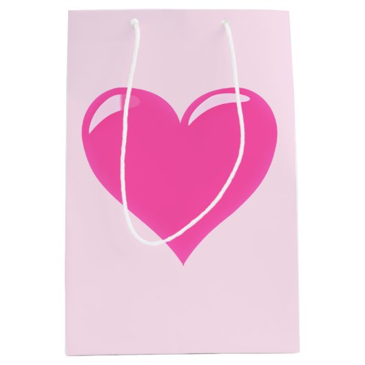 Cadeaubag met roze hart medium cadeauzakje (Voorkant)