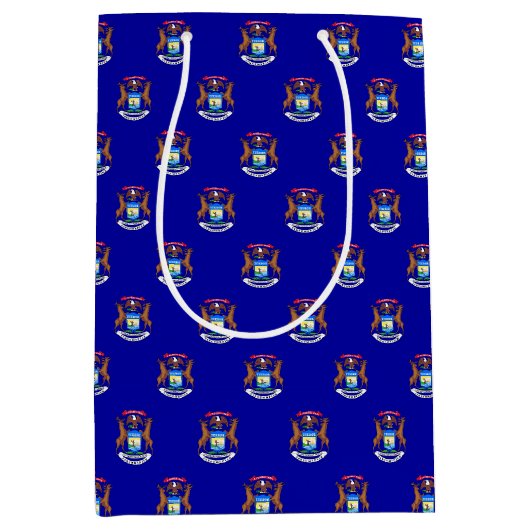 Cadeaubag met vlag van Michigan State, VS Medium Cadeauzakje (Voorkant)