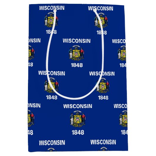 Cadeaubag met vlag van Wisconsin, VS Medium Cadeauzakje (Voorkant)