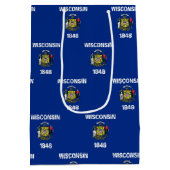 Cadeaubag met vlag van Wisconsin, VS Medium Cadeauzakje (Achterkant)