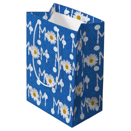 Cadeaubag Moeder Madeliefje Met Stippen Medium Cadeauzakje (Achterkant Gekanteld)