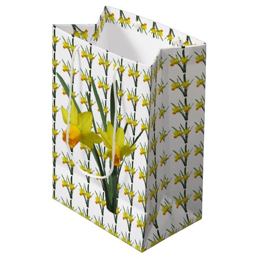 Cadeaubag - Narcissenbloesem Medium Cadeauzakje (Voorkant Gekanteld)