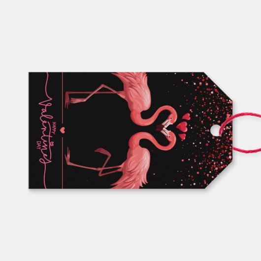 Cadeaubag - Roze Flamingo Cadeaulabel (Voorkant (Horizontaal))