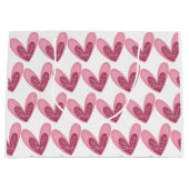 Cadeaubag - Roze Glitter Harten Groot Cadeauzakje (Voorkant)