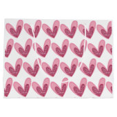 Cadeaubag - Roze Glitter Harten Groot Cadeauzakje (Achterkant)