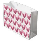 Cadeaubag - Roze Glitter Harten Groot Cadeauzakje (Achterkant Gekanteld)