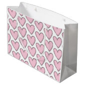Cadeaubag - Roze Hartjes Groot Cadeauzakje (Achterkant Gekanteld)
