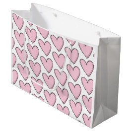Cadeaubag - Roze Hartjes Groot Cadeauzakje