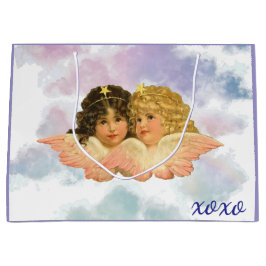CADEAUBAG TWEE E NGELEN IN PASTELKLEUREN GROOT CADEAUZAKJE