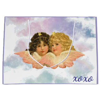 CADEAUBAG TWEE E NGELEN IN PASTELKLEUREN  GROOT CADEAUZAKJE