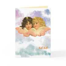 CADEAUBAG TWEE ENGELEN IN PASTELKLEUREN 