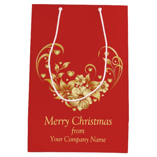 Cadeaubag voor kerstfeest bedrijf in gemiddelde gr medium cadeauzakje (Achterkant)