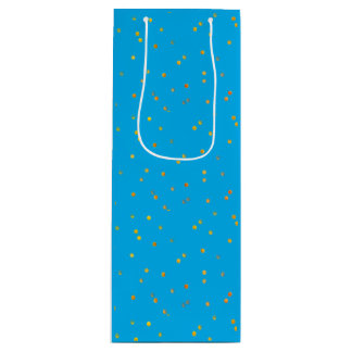 Cadeaubags - Blauw met Gouden Stippen Wijn Cadeautas