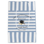 Cadeaubags Blauw Witte Streep Afstuderen 2026 Medium Cadeauzakje (Achterkant)
