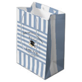Cadeaubags Blauw Witte Streep Afstuderen 2026 Medium Cadeauzakje (Achterkant Gekanteld)