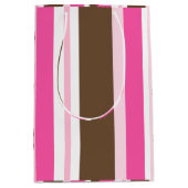 Cadeaubags Bruin & Roze Streep Medium Cadeauzakje (Voorkant)