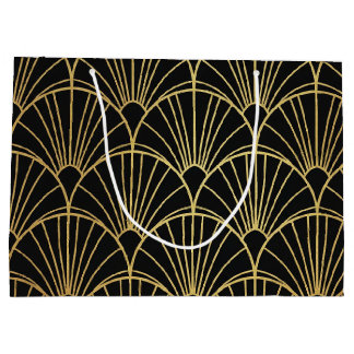 Cadeaubags Goud Geometrisch en Art Deco Patroon Groot Cadeauzakje