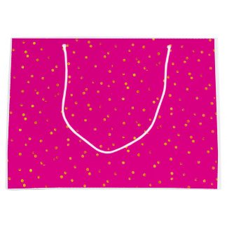 Cadeaubags - Roze met Gouden Stippen Groot Cadeauzakje