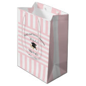 Cadeaubags Roze Witte Streep Afstuderen 2026 Medium Cadeauzakje (Achterkant Gekanteld)