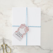 Cadeauband Roze Strik 1e Verjaardag Cadeaulabel (Met Touw)