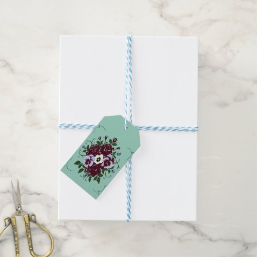 Cadeaubandje Botanisch – Boeket Viooltjes Cadeaulabel (Met Touw)