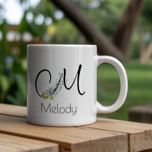 Cadeaubeker met monogram waterverf voor pensioen grote koffiekop