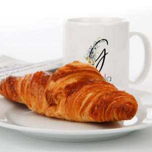 Cadeaubeker met monogram waterverf voor pensioneri grote koffiekop