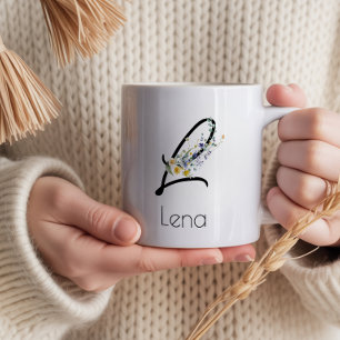 Cadeaubeker met monogram waterverf voor pensioneri grote koffiekop