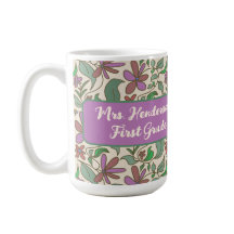 Cadeaubeker voor leraren met bloemmotief in cottag