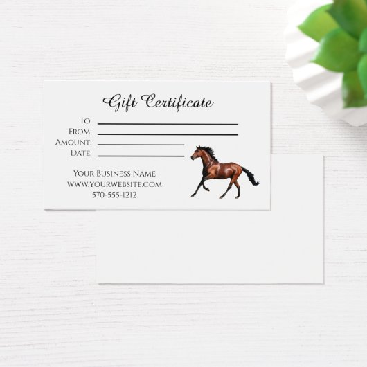 Cadeaubewijs voor looppaard visitekaartje (Bureau)