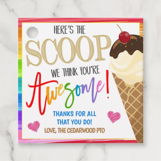 Cadeaubijlage ijs bedankjes labels (Voorkant)