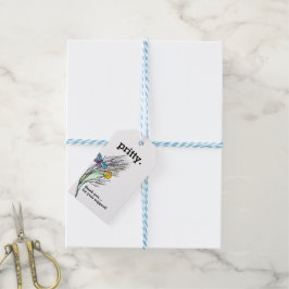 Cadeaubijlage met vlinderbloemenveld-ontwerp cadeaulabel