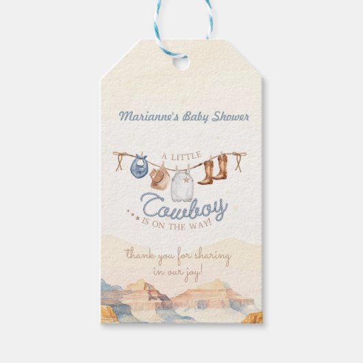 Cadeaubijschrift voor Cowboy Baby Shower Cadeaulabel (Voorkant)