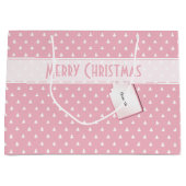 Cadeaubijslabnaam: Prettig kerstfeest Roze Boom Pa Groot Cadeauzakje (Voorkant)