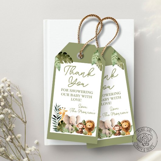 Cadeaubijslag Baby Wild Dier Bedankt Cadeaulabel