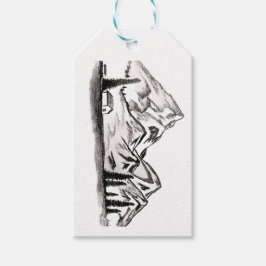 Cadeaubijslage met bergthema cadeaulabel