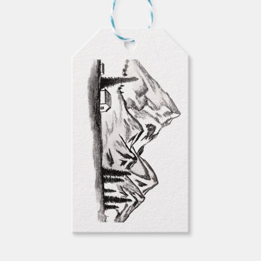 Cadeaubijslage met bergthema cadeaulabel (Voorkant)
