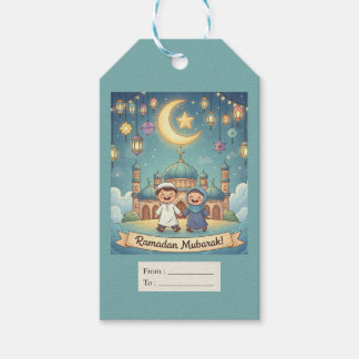 Cadeaubijslage Ramadan Blauw Cute Cadeaulabel