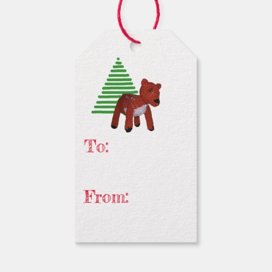 Cadeaubijslage - Rendier en Boom Cadeaulabel (Achterkant)